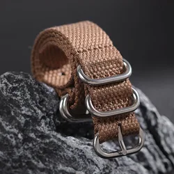 Premium Nylon Cotton Braid Fabric Watch Strap for Men - Military Sport Replacement Wristband (Brown)