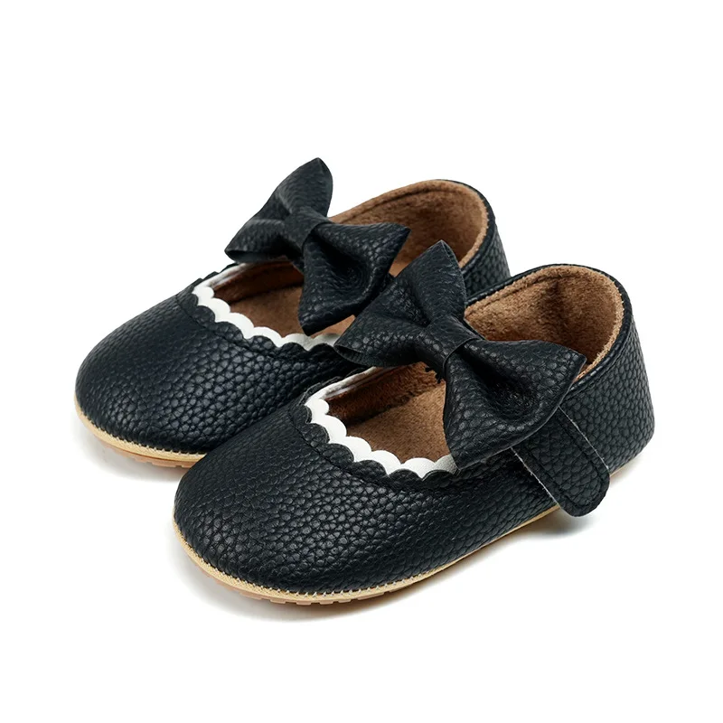 Meckior Baby Girl Shoes Leather Rubber Sole Anti-slip Toddler First Walkers Infant Crib Shoes Newborn Girl New Baby Shoe 2