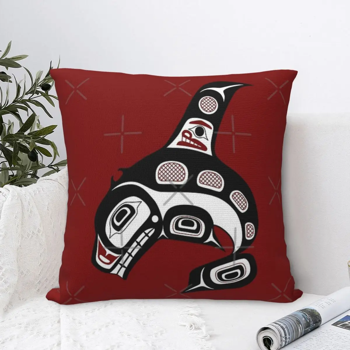 Northwest Pacific Coast Haida Art Killer Whale Federa Per Cuscino Fodera Per Cuscino Cuscino Per Il Corpo Di Lusso Fodera Per Cuscino Decorativo