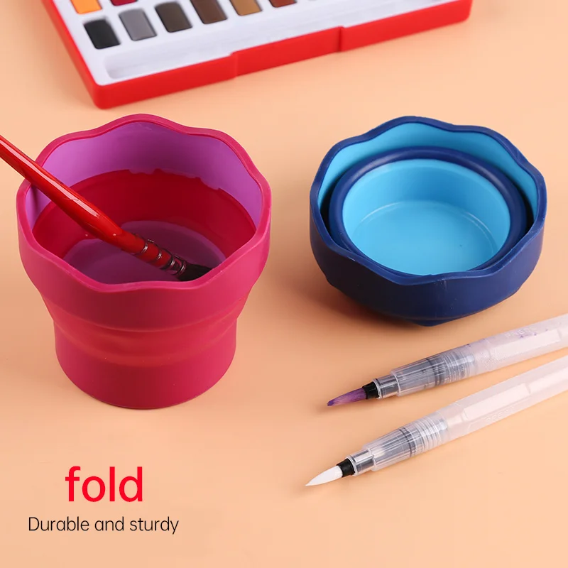 Faber Castell  Watercolor Paint Washing Bucket Scalable Telescopic Art Wash Pen Cup Portable Folding Brush Washer Art Supplies 2