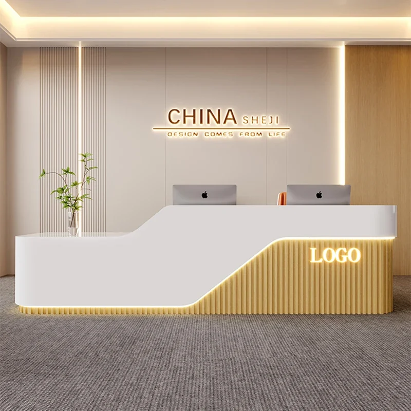 Bellezza Customer Center Cash Register Business Office Desks Shop Counter Desk Atril Hallway Table Chairs Reception Motion