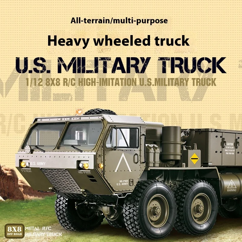 Hengguan Hg-P801 Full Scale 1:12 American Wheeled All Terrain Semi Alloy Heavy-Duty Truck Crossing And Climbing Military Truck 3