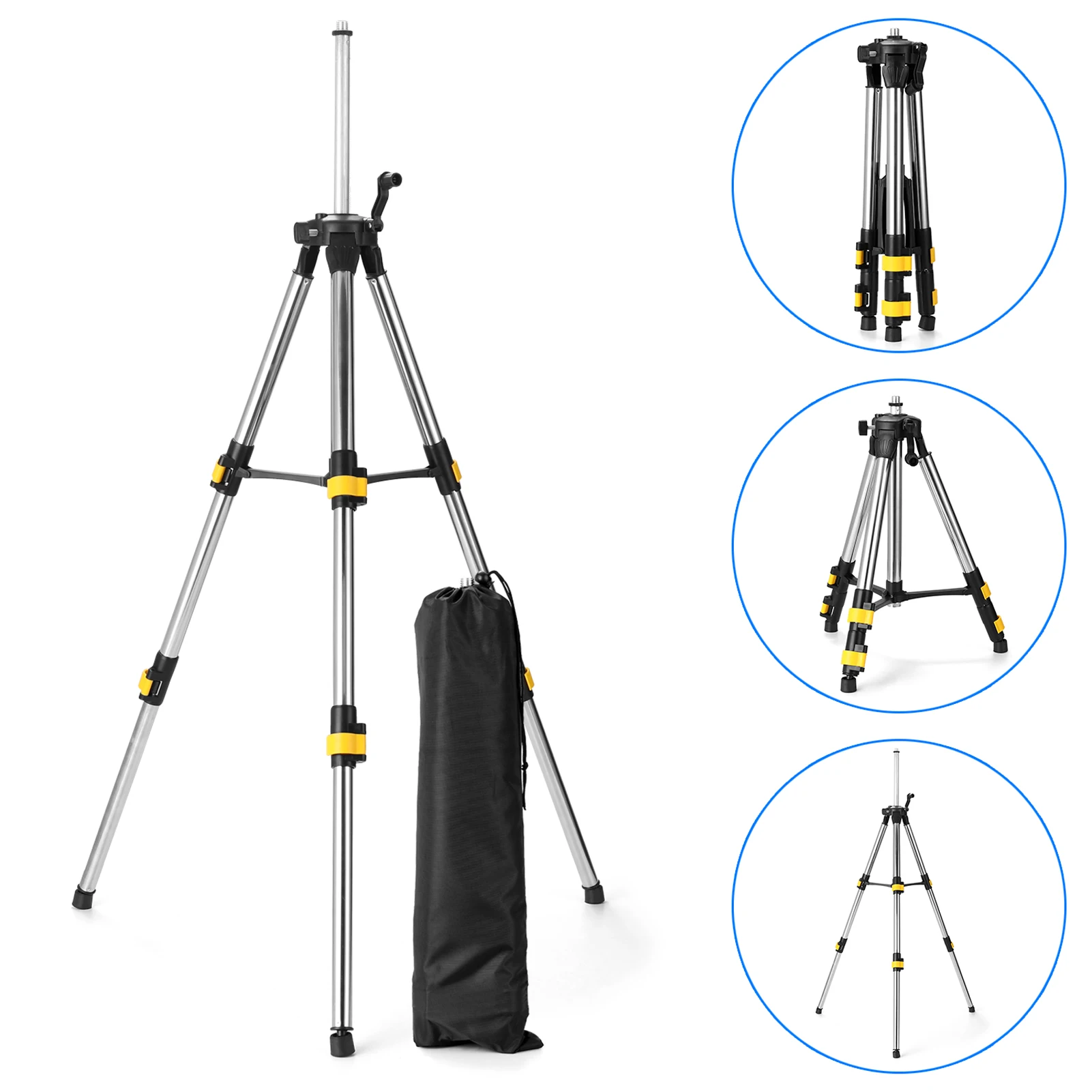 1.2M Three Height Adjustment Stainless Steel Extension Bar Tripod Stand Bubble-