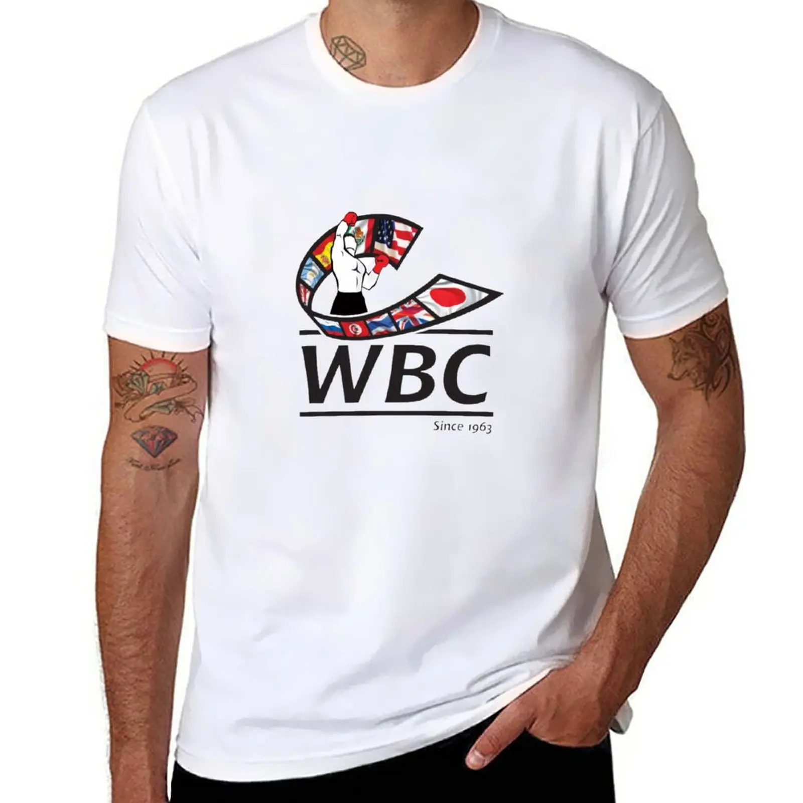 Camiseta masculina com logotipo máscara de boxe WBC, máscara Tyson Fury, tamanho grande, roupas kawaii, camiseta de algodão preto, novo, 2021