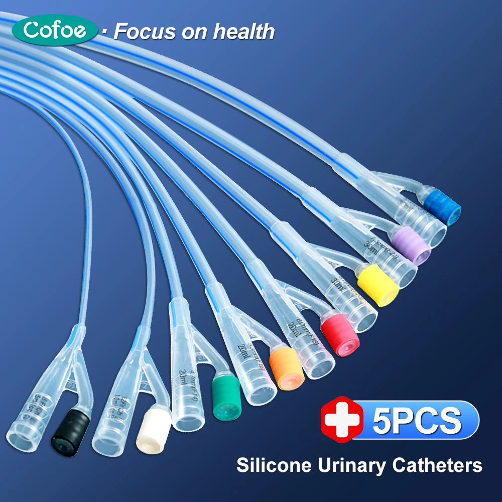 5pcs Medical Disposable Silicone Urinary Catheter 2 Way Medical Sterile