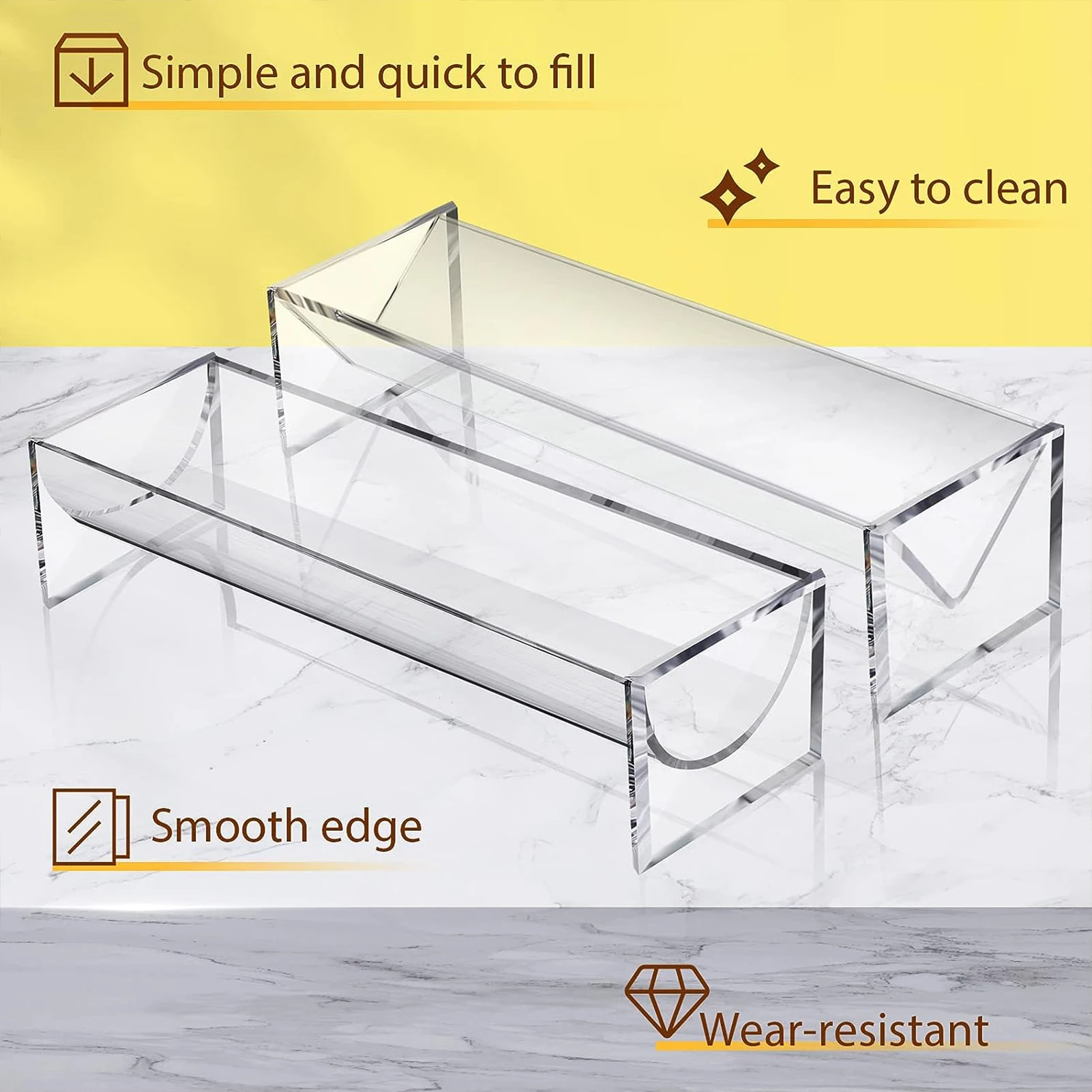 22x7x5cm Acrylic Serving Tray for Crackers&Appetizers Rectangular Party Snack Holder Non-Slip Food Display Stand Party Supplies cracker tray