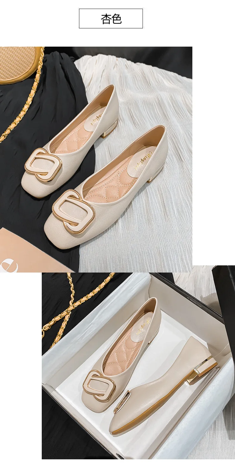 Women Flats Shoes Low Heel Pumps Ballet Square Toe Shallow