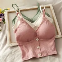 Femmes tricoté débardeur sangle gilet femme tricot haut court poitrine enveloppement pur sous-vêtements en coton Camisoles 1