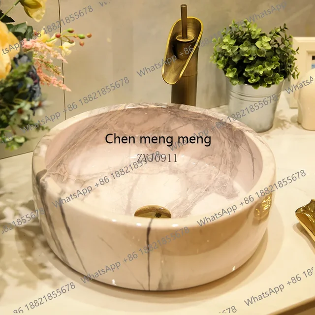 อ่างล้างหน้าแบบวางบนเคาน์เตอร์ RR Art เซรามิกสำหรับห้องน้ำ ลายหิน 1