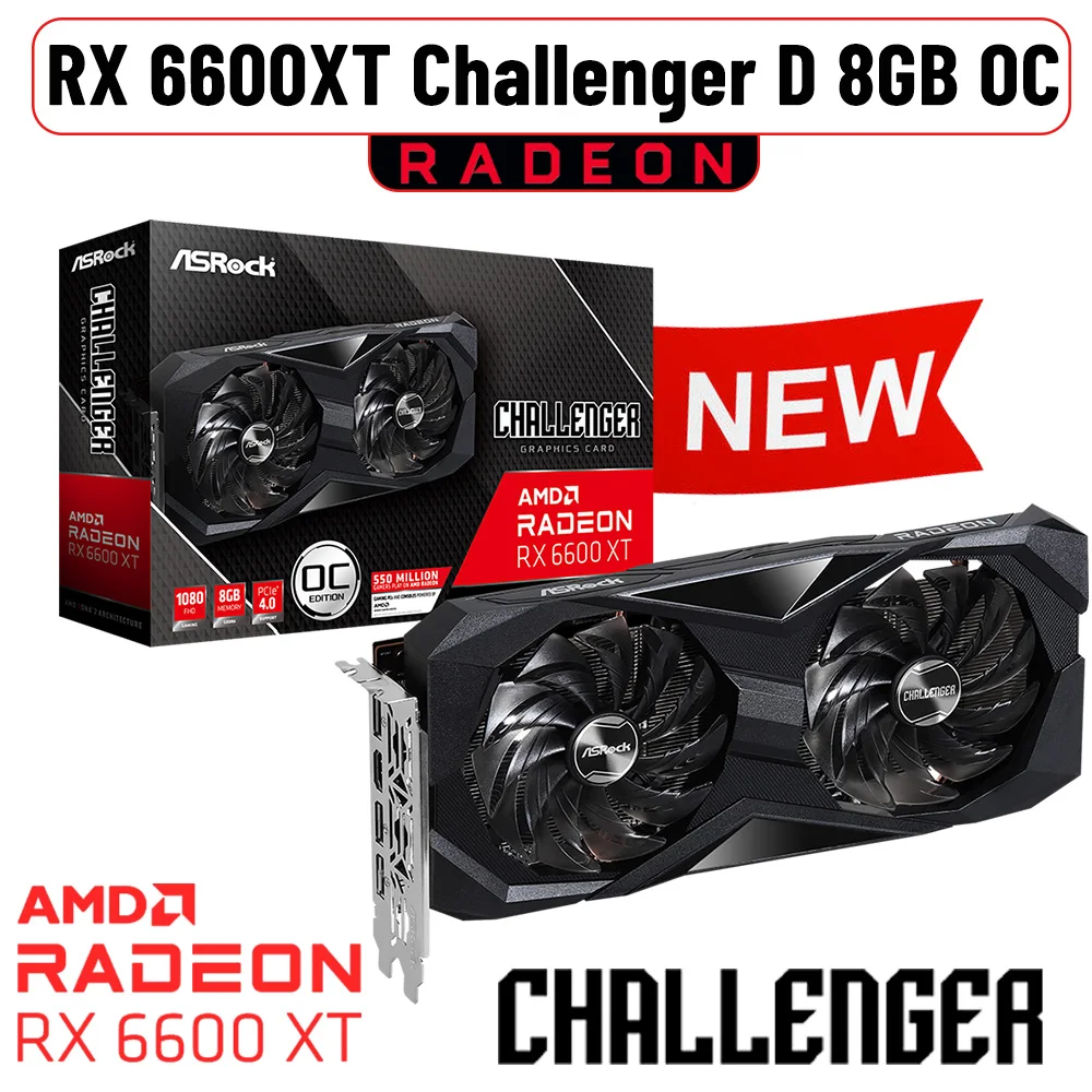 ASRock RX 6600 XT Challenger D 8G Graphic Radeon RX 6600xt Card 