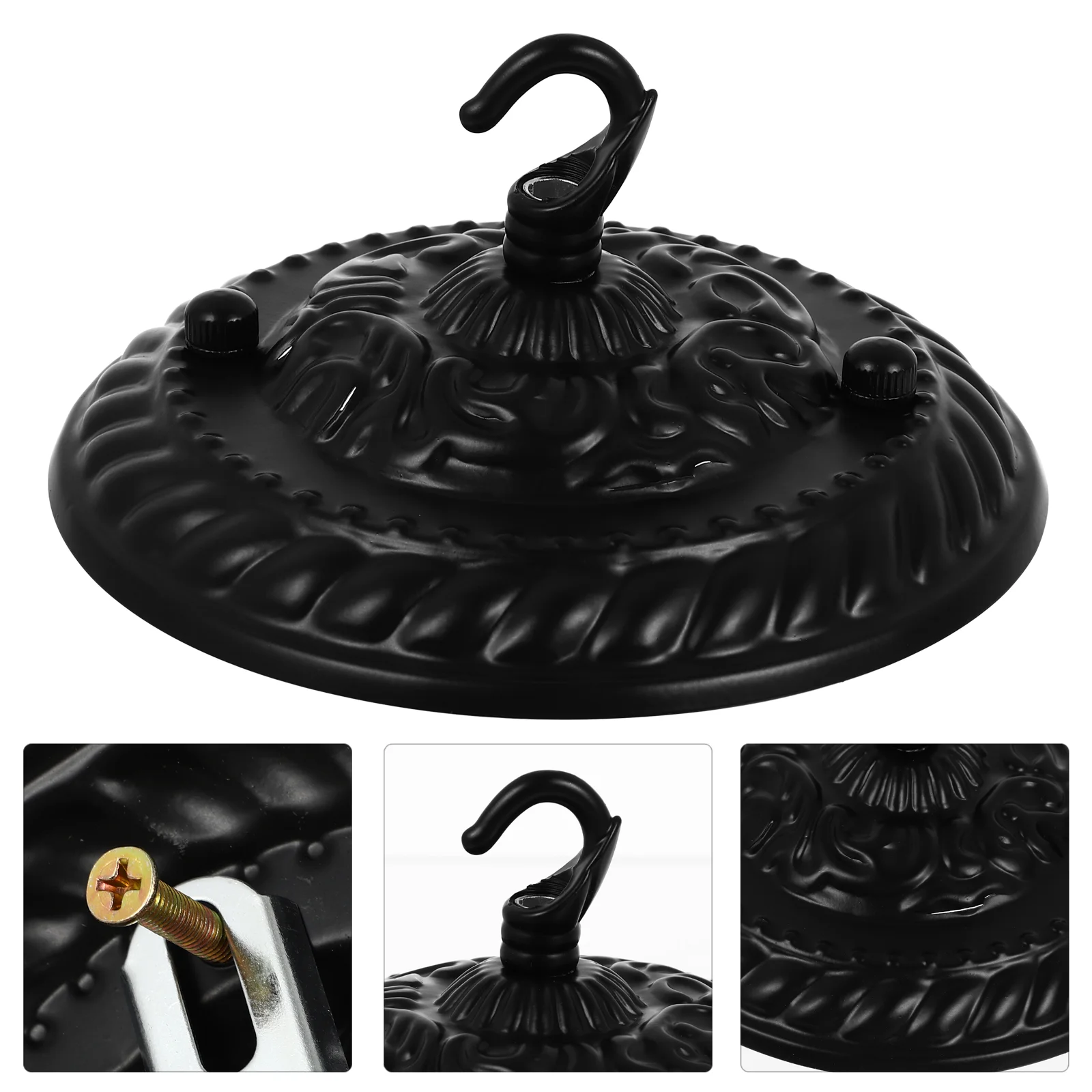 

Chandelier Shade Hook Black Retro Pendant Light Plate Ceiling Canopy Decorative Lampshade Steel with Vintage