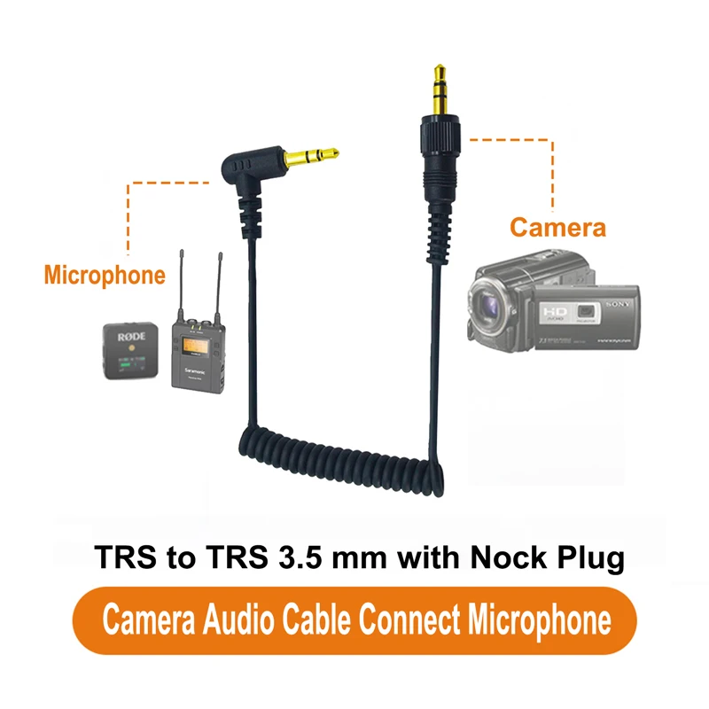 Canfon TRS Nut Lock Plug Stereo Cable Compatible with Saramonic Rode Dji Comica Boya Wireless Microphones for Camera Recording