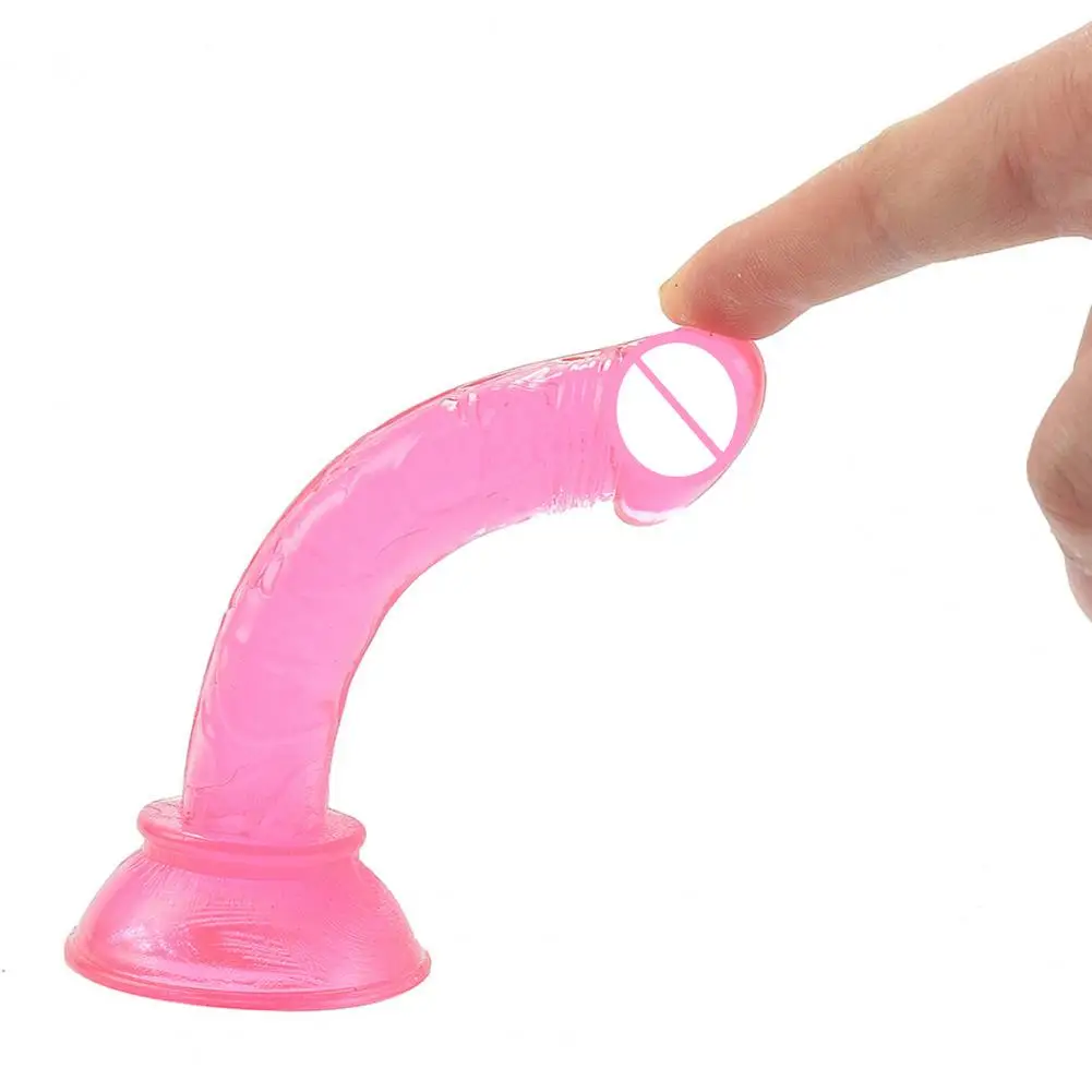 Sex Toys Fake Sucker Phallus Multicolor Faux Crystal Clear Mini Manual Simulated Bottom Suction Cup Female G-spot Masturbator Dildo
