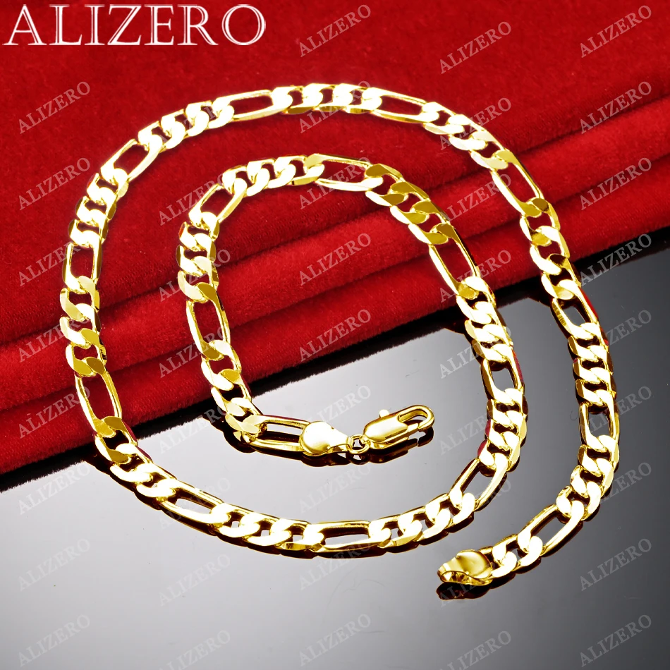 18K Gold Figaro Chain Necklace 2