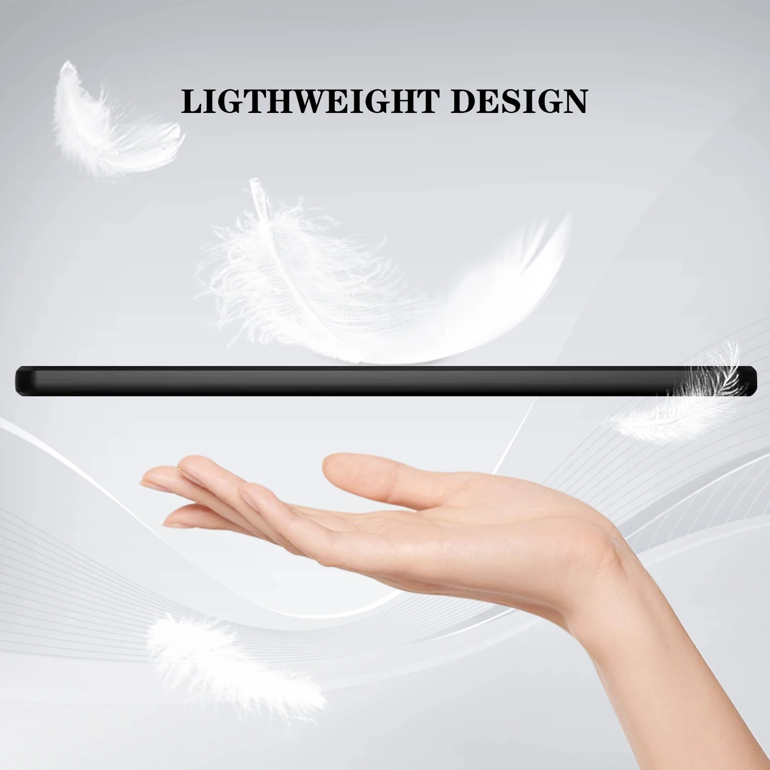 Black Silicone Tablet Case - Durable TPU Back Cover 11-13 inch