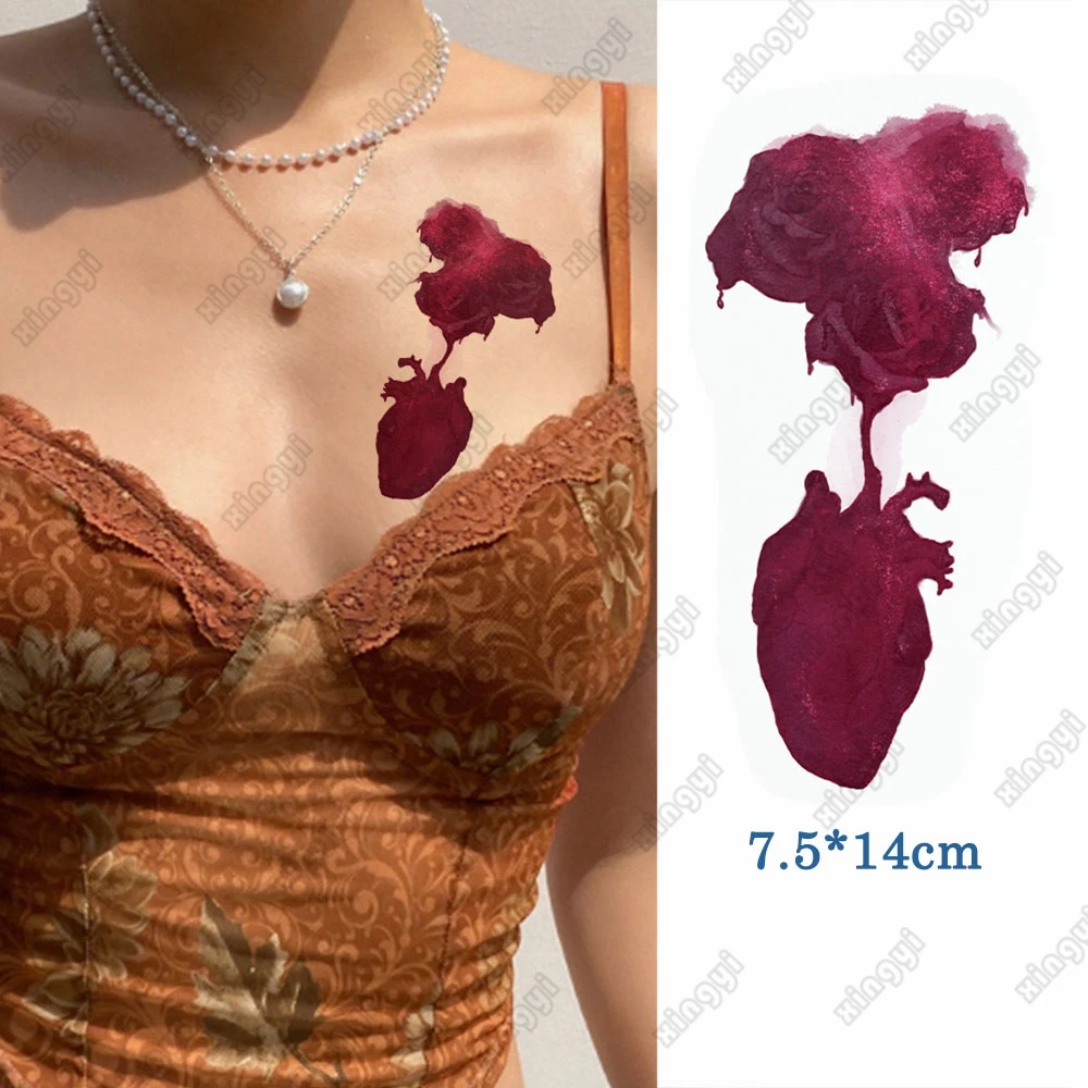 

Waterproof Temporary Tattoo Sticker Deep Red Animal Head Picture Body Art Arm Hand Leg Fake Tatto Flash Tatoo for Men Women
