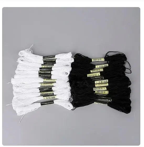 20pcs/set 10pcs white +10pcs black Embroidery Floss Cross stitch Variegated 6 strands Thread 8 meters