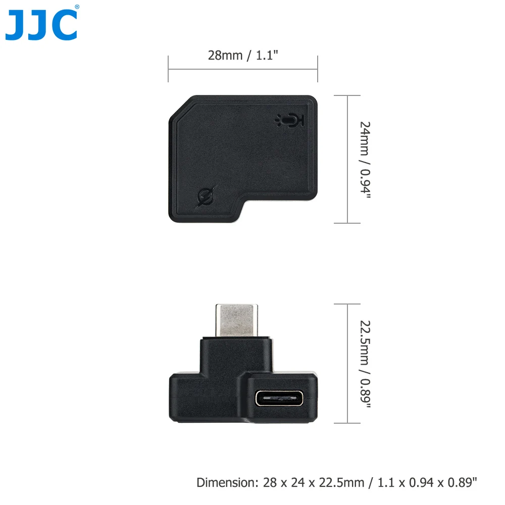 JJC USB-C 3.5mm Mic Adapter Only for DJI Osmo Action 1 Audio Adapter Vlogging Action Camera Accessories 3.5mm Audio Mic