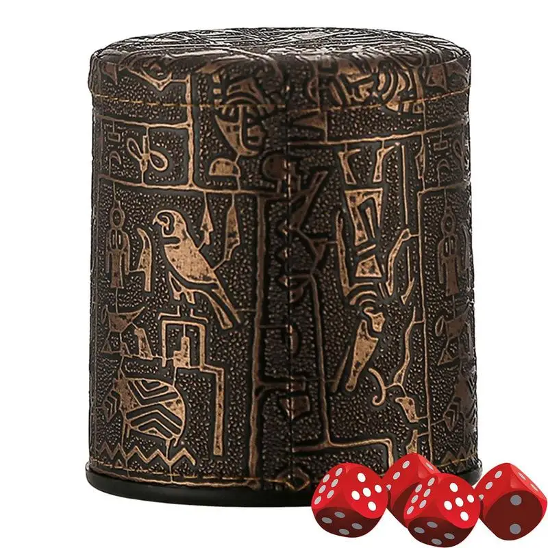 Leatherette Dice Cup Portable Dice Shaker Egyptian Style Dice Holder for  Holiday KTV Bar Game Accessories Dice Board Games