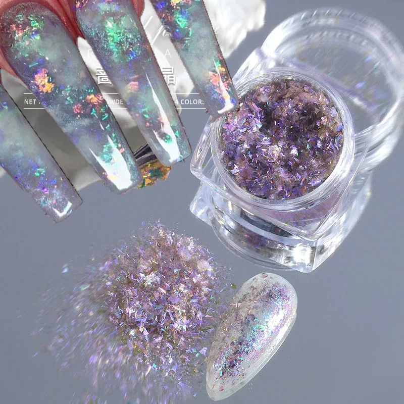 1 Scatola Nail Art Glitter Stars Aurora Opal Powder Symphony Gradient Polarized Magic Mirror Powder Mica Powder Nail Decoration Flake