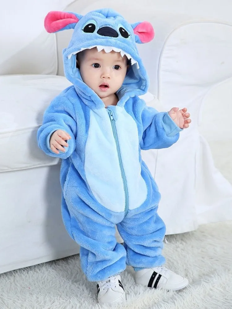 Anime Newborn Baby Cosplay Climb Bodysuit Infant Pikachu Dinosaurs Role Play Flannel Protective Jumpsuit Halloween 0-3 Years Cos