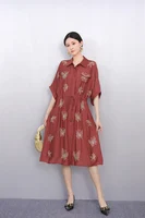 2025 Summer Fashion Elegant Retro Loose Long Dresses Women Patchwork Short Sleeve Dress Ladies J1101