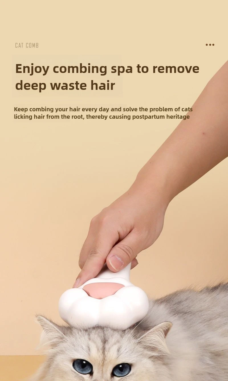 Cat Grooming Flea Comb With Release Button For Pet Hair Removal_voghion.com