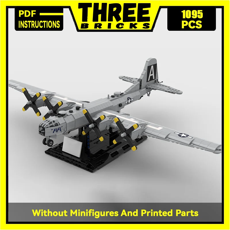 

Military Series Moc Building Blocks 1:72 Scale B-29 Superfortres Model Technology Bricks DIY Assembly Fighter Toys Kids