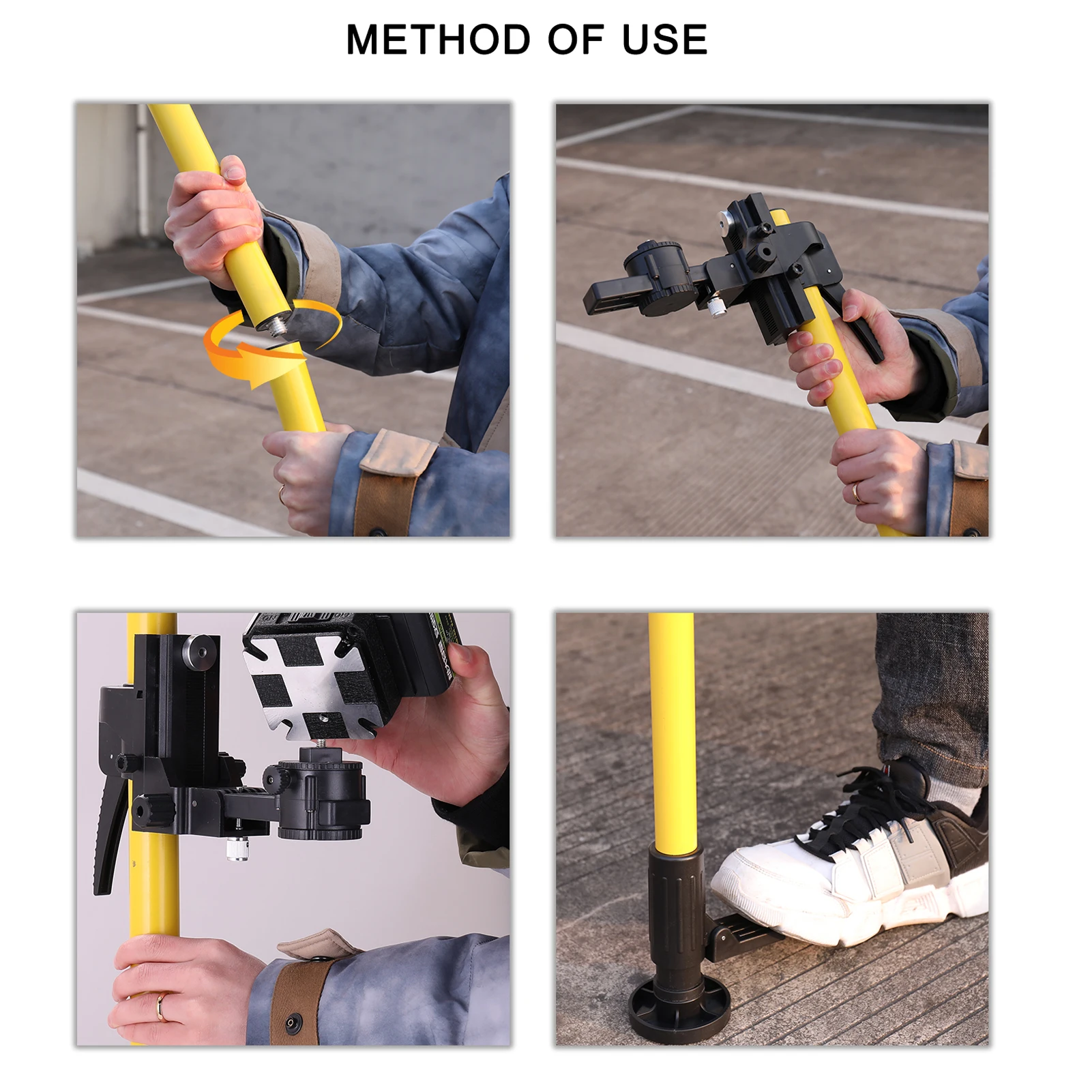 4.2m Height Adjustable Line Leveler Stand Bar Telescopic Bracket 1/4'' Thread Li