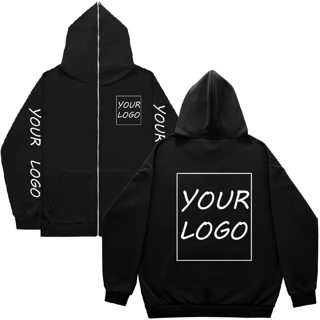 Custom Printed Full-Zip Hoodie for Men & Women – Personalized Design, Long Sleeve Fashion Hooded Jacket, Casual Wear Sweatshirt
