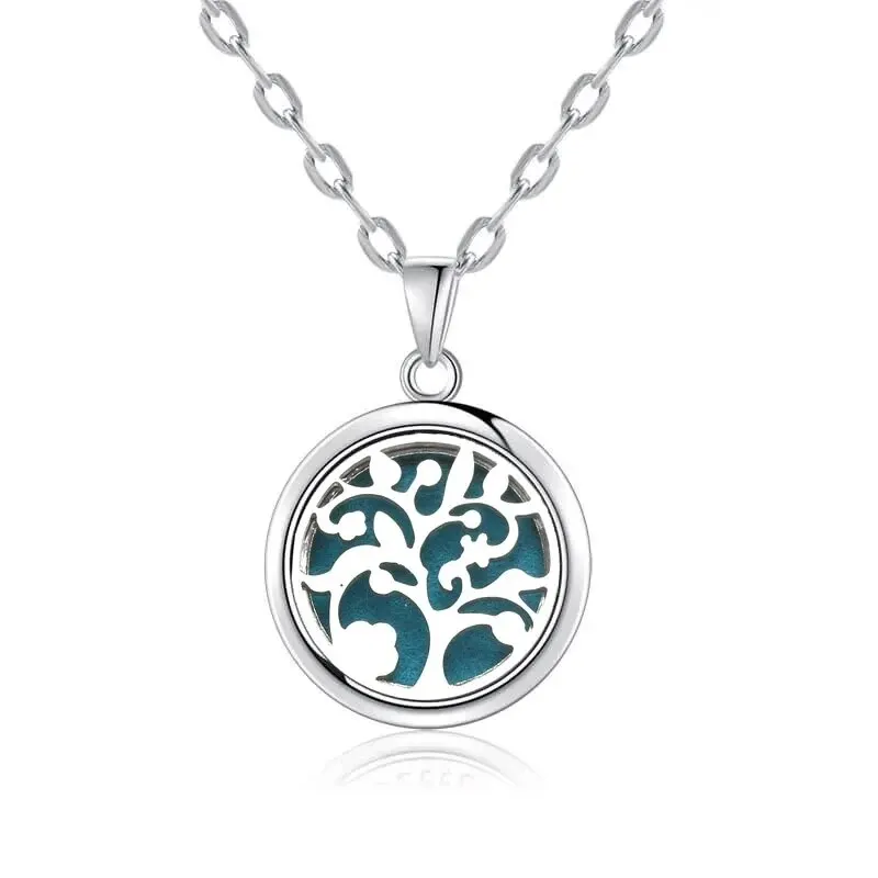 Tree of Life Aromatherapy Necklace - Stainless Steel Essential Oil Diffuser Pendant Jewelry Gift