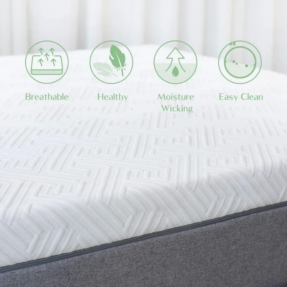 Queen Size Mattress, 12 Inch Gel Memory Foam Mattress for Cool Sleep & Pressure Relief, Medium Plush Feel with Motion Isolating 5
