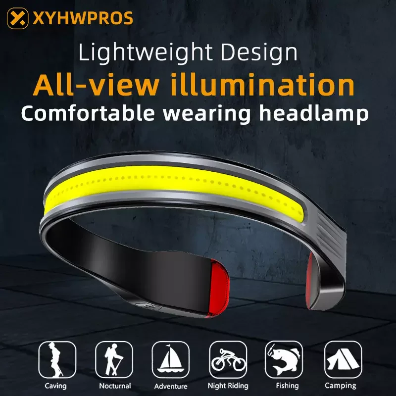 

COB LED Headlamp USB Rechargeable Headlight Torch 3 Lighting Modes Work Light Waterproof Night Running Hanging Neck Lamp