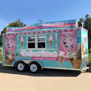 USA Approved Custom Food Trailer Commercial Mobile Kitchen Ice Cream Coffee Cart Street Vendor Concession Stand Turnkey Setup 1