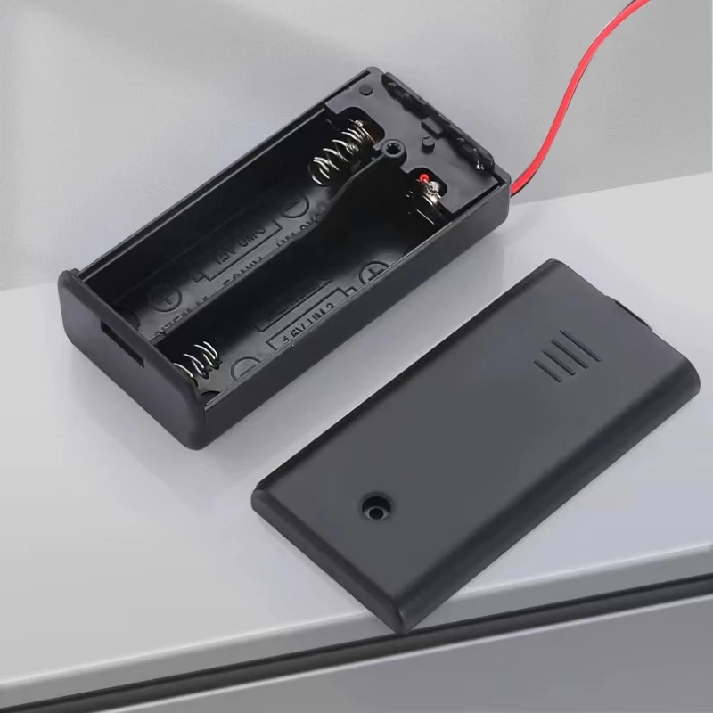 2 AA Battery Holder Two-Section Battery Boxes Wth Switch and Cover For 2 AA Batteries, Two-Section Battery Case