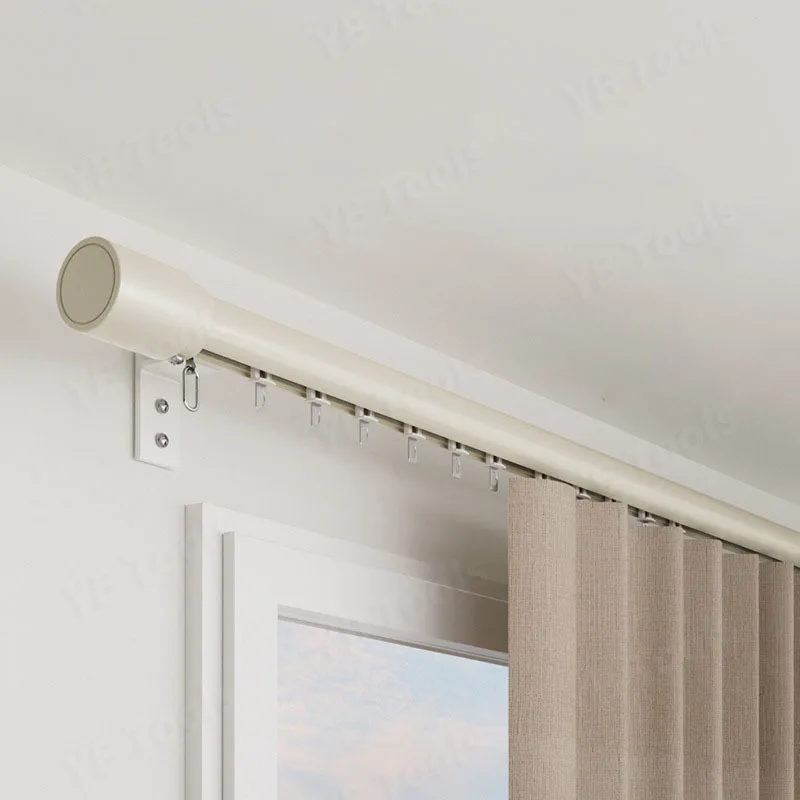 ราวม่านแบบตัด ราวม่านหนา รางม่านเดี่ยว/คู่ แบบโค้ง/ตรง ติดตั้งบนเพดาน/ผนัง ของตกแต่งบ้าน ปรับขนาดได้ 1