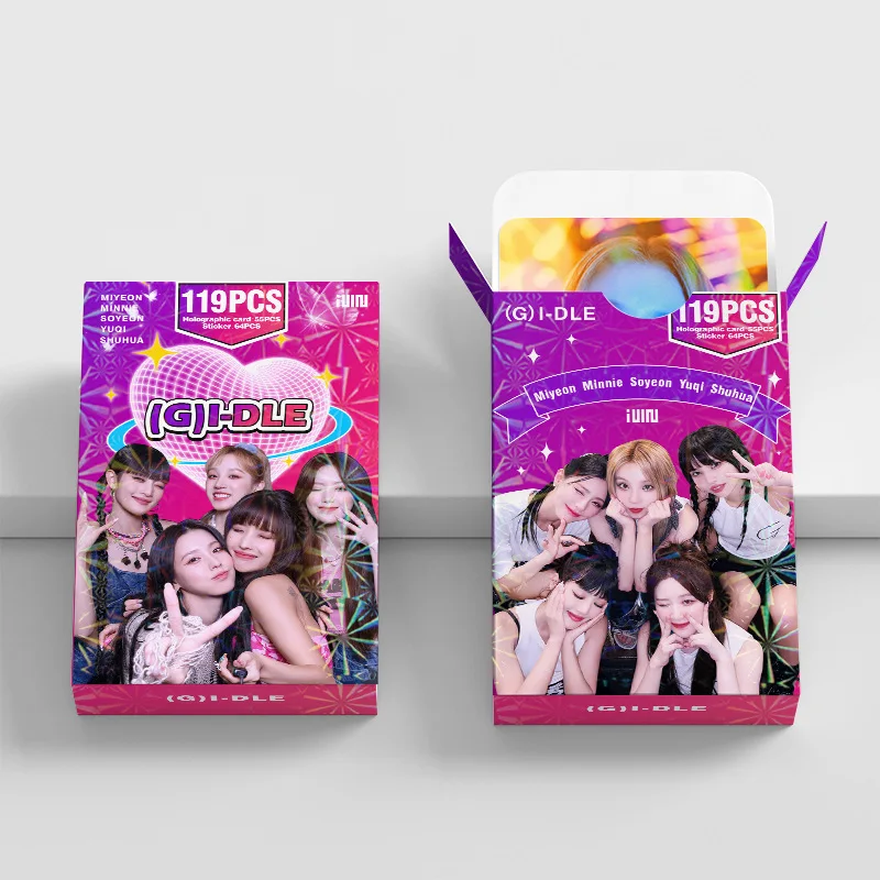 Lomo Cards 119Pcs/Set Kpop GIDLE HEAT Laser HD Lomo Card Stickers Photocard Double Sided Printed SHUHUA YUQI Fans Collection Postcard Gift, cartoon stickers, lomo cards, bookmark postcard