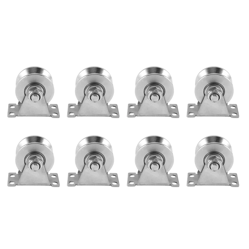 

8-Pack V-Type Stainless Steel Pulley Block Mute Bearings Groove Sliding Roller Track Wheel
