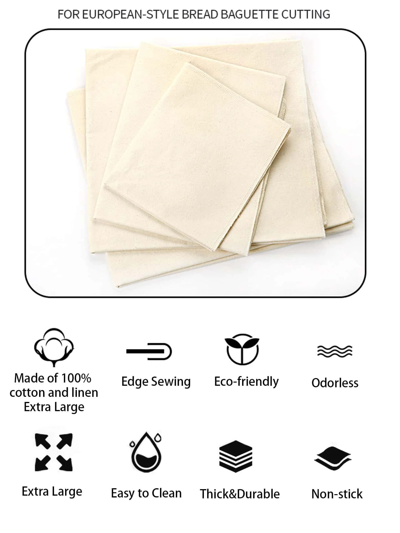 Baking Cloth Leeseph Professional Bakers Couche Linen Pastry Proofing Cloth For Bread Dough Baking Thick Baking Bread Cloth For Baguettes baking cloth