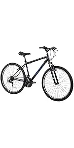 Huffy stone mountain mountain bike, matte black with blue Huffy logo