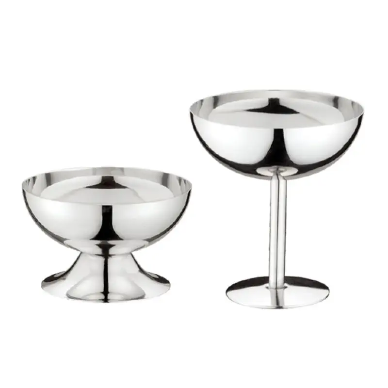 

Y1UB Stainless Steel Goblet Cup Ice Cream Dessert Salad Bowl Fruit Plate Dish KTV Bar Supplies
