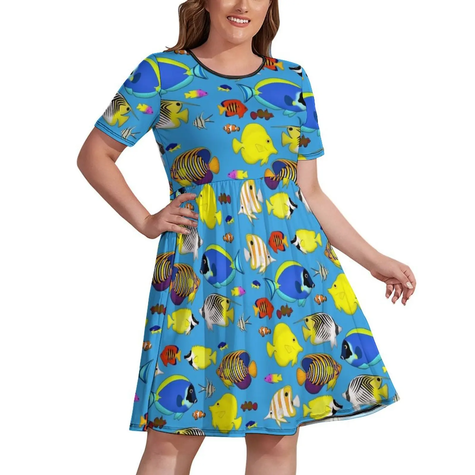 

reef fish 4 (blue background) Dress dress for woman luxury dresses