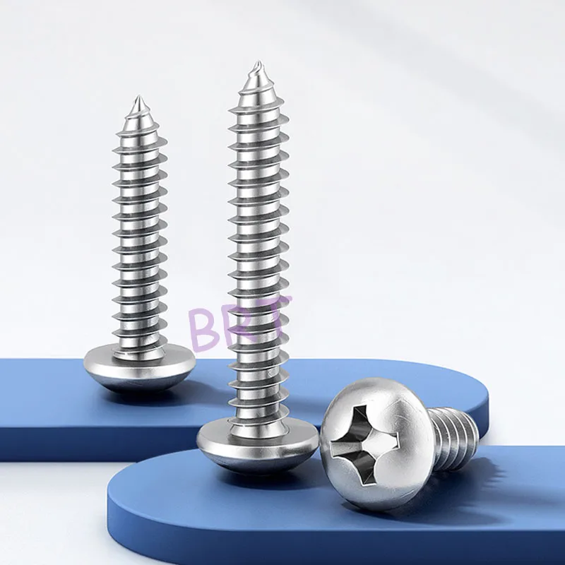 

5Pcs Phillips M4.2 M5 M5.5 M6 M8 304 Stainless Steel Cross Recessed Mushroom Head Self Tapping Screws Bolts L=8-100mm
