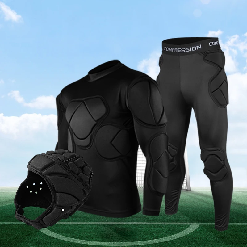 Nowe profesjonalne mundury bramkarskie piłkarski sprzęt treningowy kask piłkarski EVA gruby gąbka ochronny sprzęt bramkarski
