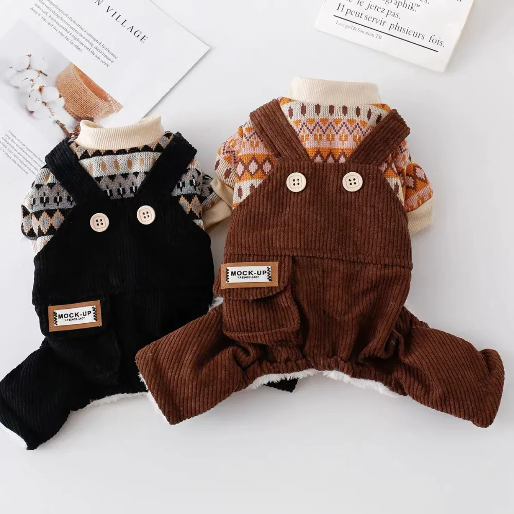 

Pet Jumpsuit Winter Autumn Warm Desinger Clothes Small Dog Fashion Sweater Cat Soft Pajamas Puppy Jacket Pomeranian Chihuahua