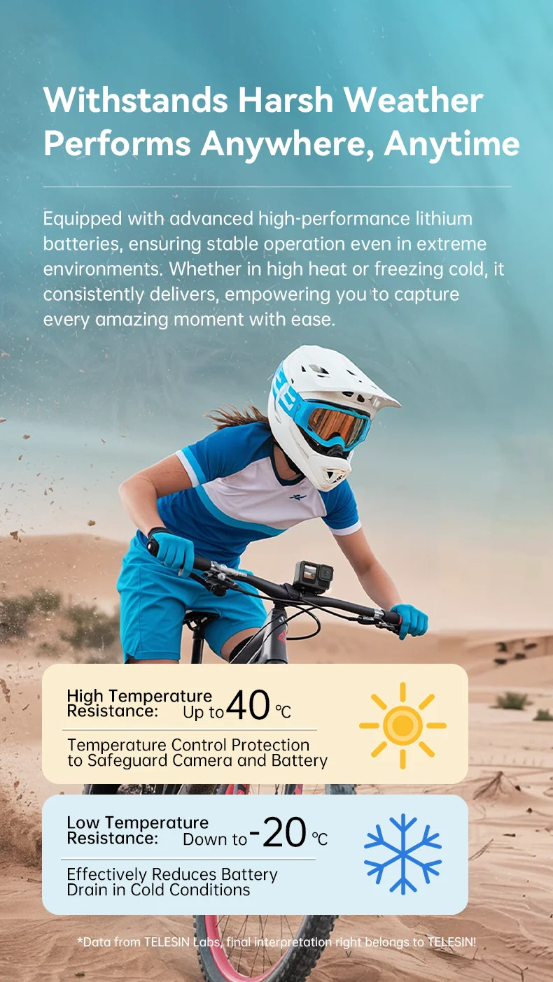 TELESIN Endurence 1950 mAh Akku für GoPro Hero 13, Niedertemperatur-Akku, 3-Slot-TF-Karten-Speicher-Ladebox für GoPro 13 – Detail 10