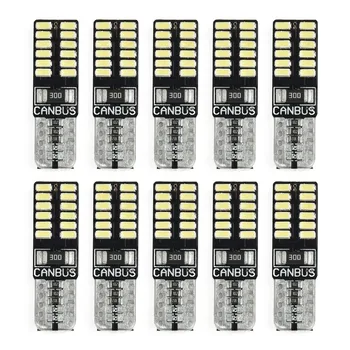 T10-3014-24SMD LED 캔버스 오류 없는 자동차 번호판 조명, 자동차 전구, 인테리어 독서등 하이 퀄리티, 10X 194 W5W