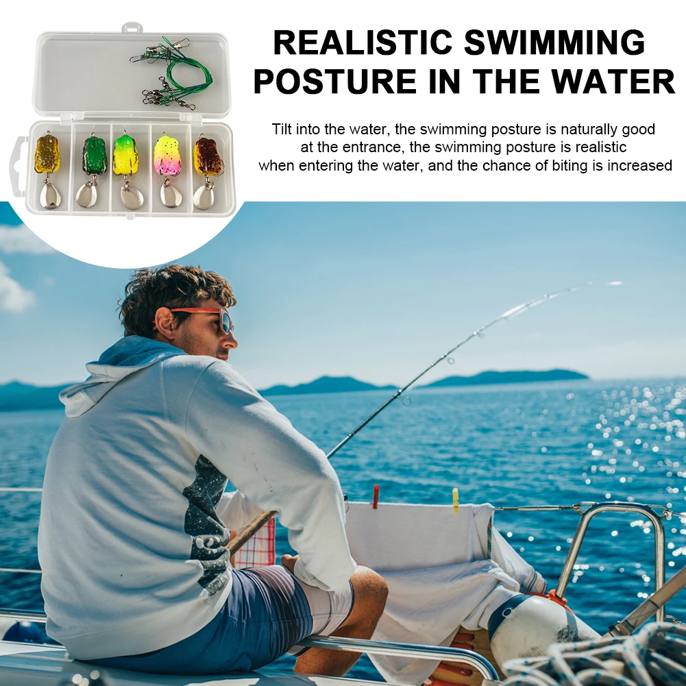 5Pcs Frog Soft Fishing Lures with Double Hooks 3