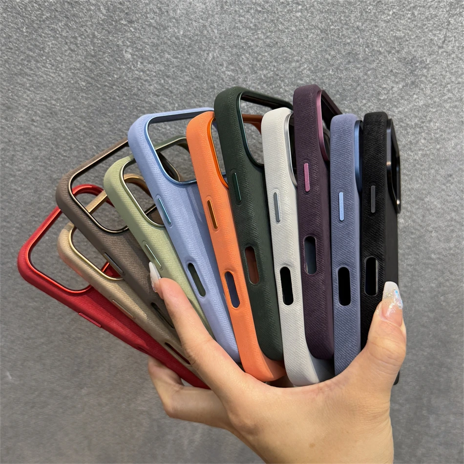 Magnetic Orange Flannel Fabric Case with Alloy Lens Cover