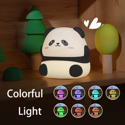 Cartoon Silicone Capybara Sleep Lamp - Rechargeable LED Night Light, Cute Colorful Bedside Decor for Children, Ideal Holiday Gift (Panda - Colorful Light)